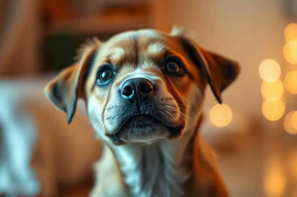 Cachorro olhando esperançoso em direção à câmera, representando a defesa dos direitos dos animais